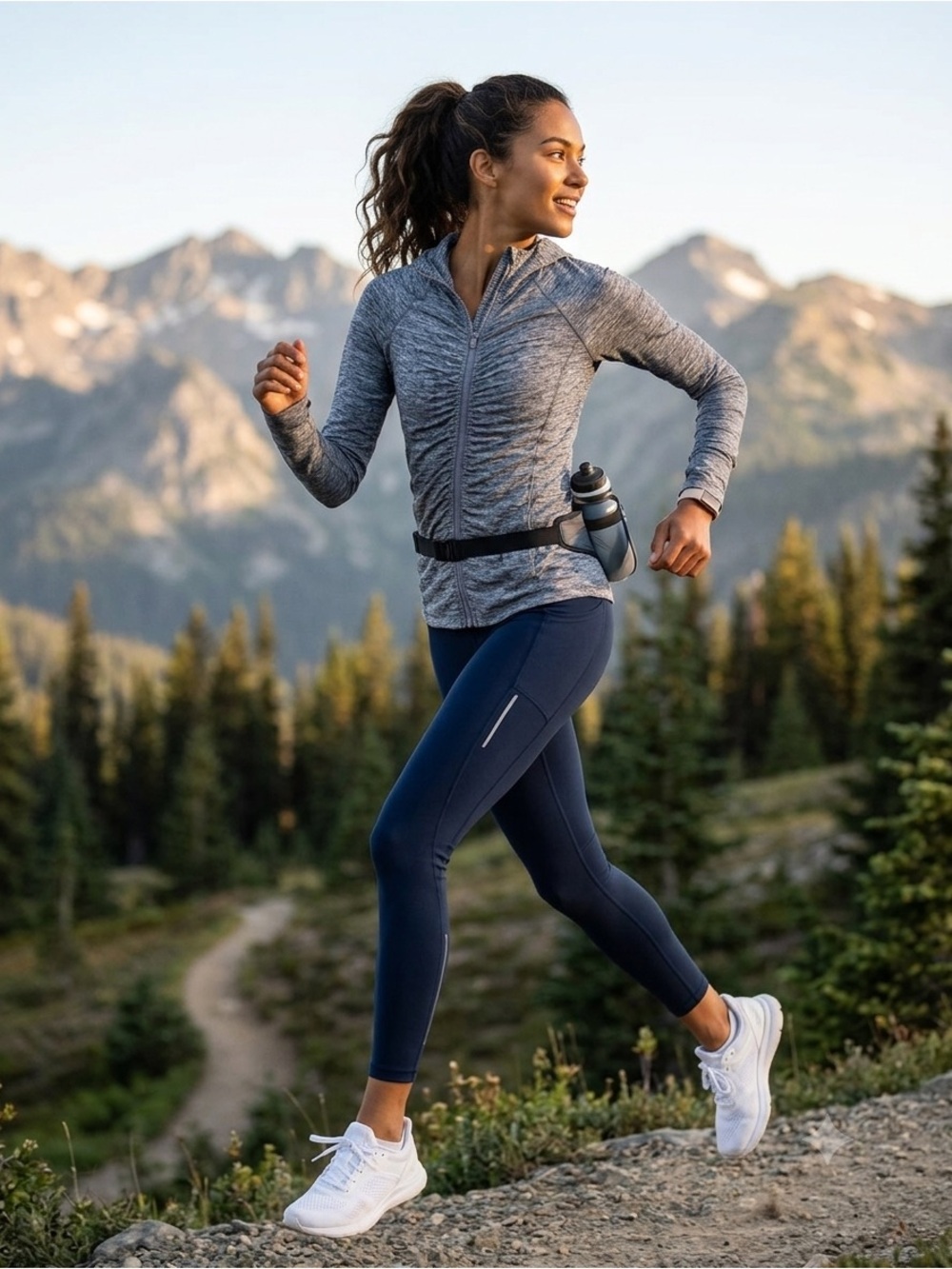 Athleta Pacifica Crosscurrent Heather Gray Zip-Up Hooded Active Jacket